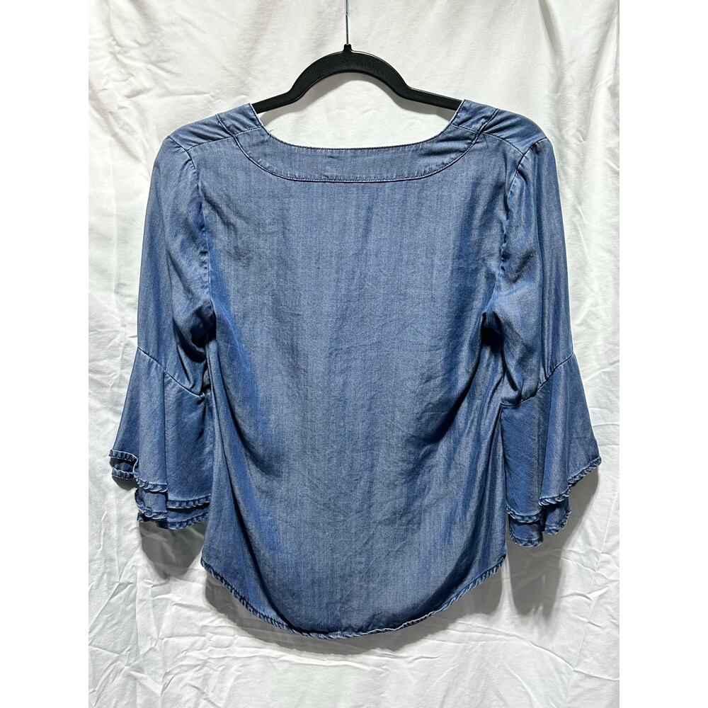 Boho White House Black Market Sz 0 V-Neck Blouse Cottagecore Festival Western - Picture 3 of 5